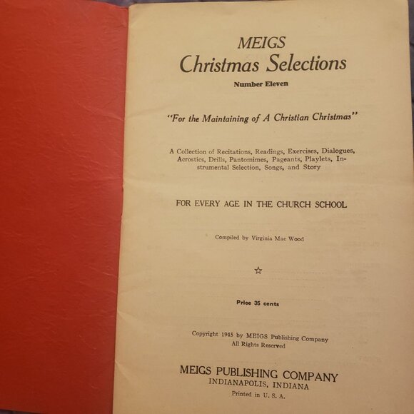 Meigs Christmas Selections 1945 Vintage Booklet from Meigs Publishing Co. Indian - Picture 2 of 5